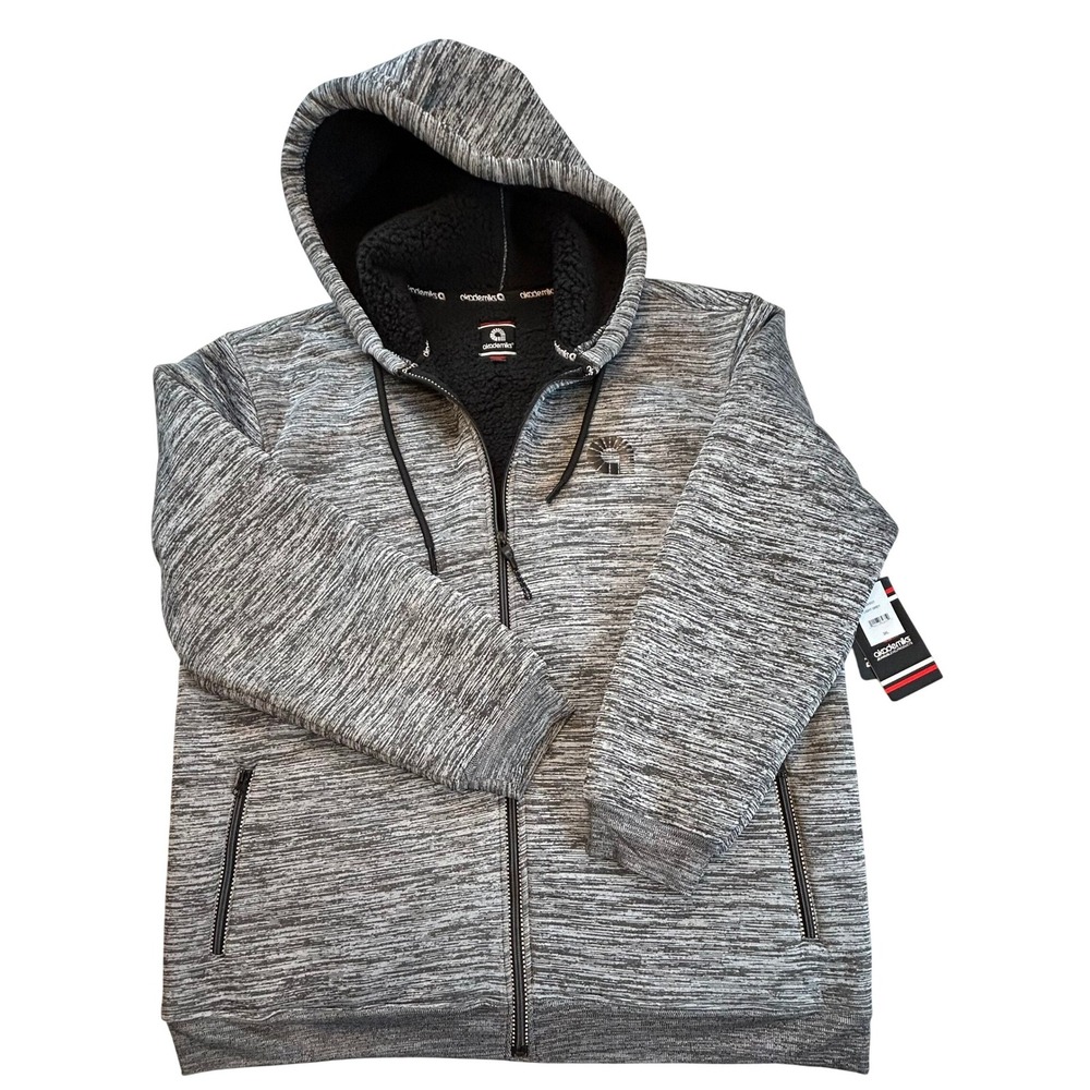 NWT Akademiks Men Sherpa Lined Full Zip Hoodie Light Grey Heather 3XL Big & Tall